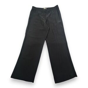 Tommy Bahama Womens Black 100% Silk Wide Leg Trousers Pants T74-TW14415 Size 8